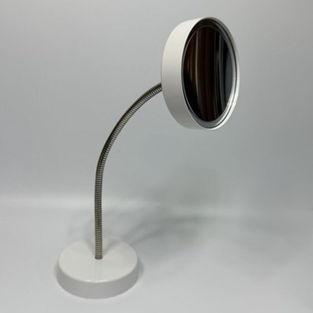 Vintage 1975 Magic Focus Big Eyes Goose Neck 5X Magnified Makeup Mirror White